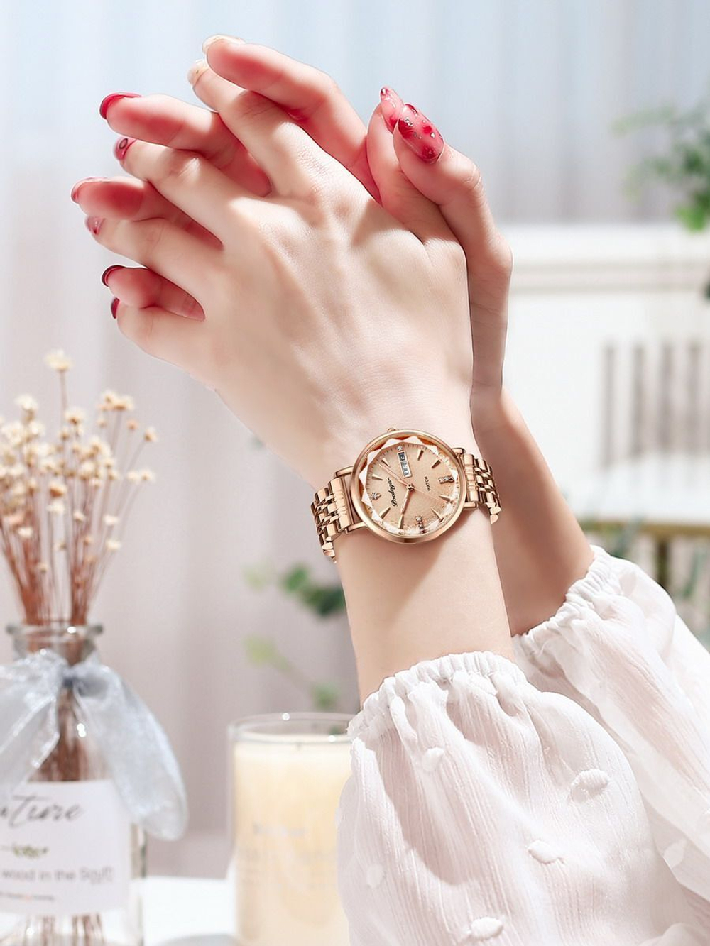 Часы женские кварцевые CAPELLA 312 c браслетом замок бабочка (золотой, бежевый)