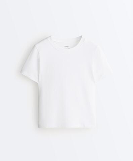 Oysho Футболка из смесового хлопка, белый
