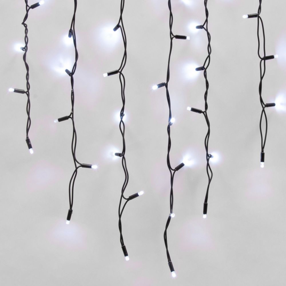 ULD-B3010-200-TBK WHITE IP67 Бахрома светодиодная с эффектом мерцания. 3м. Соединяемая. 200 светодиодов. Белый свет. Провод черный. TM Uniel.