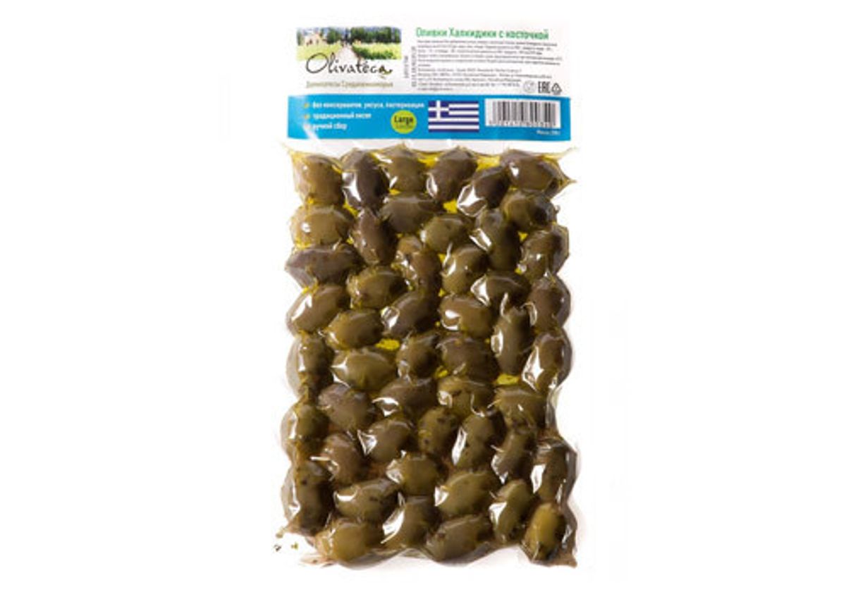 Оливки халкидики с косточкой Olivateca, 250г