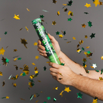 Пневмохлопушка «С Праздником! Фольгированные звезды» зелено-золотой, металлик, 30 см, 1 шт.