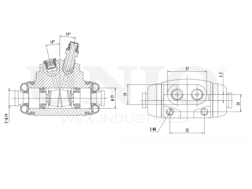 Цилиндр тормозной колесный правый UNIO BRC-20516