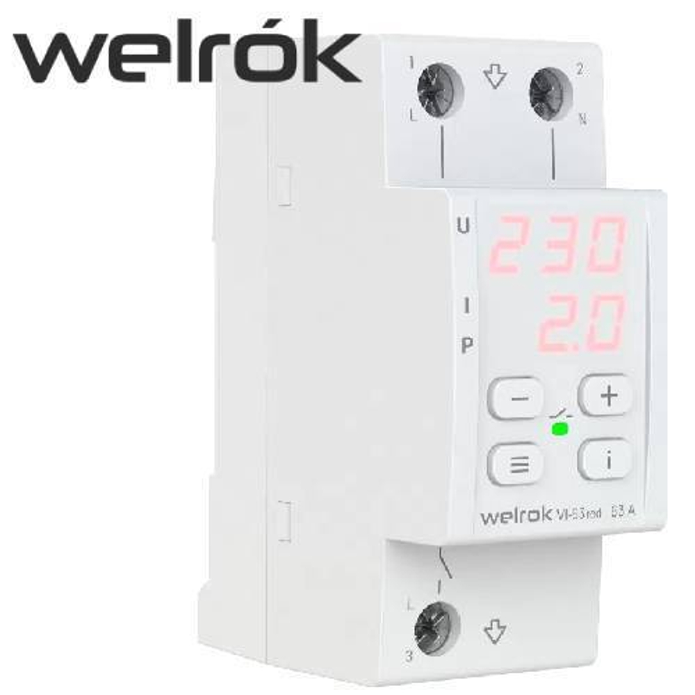 Реле напряжения с контролем тока (WELROK) VI-50A red