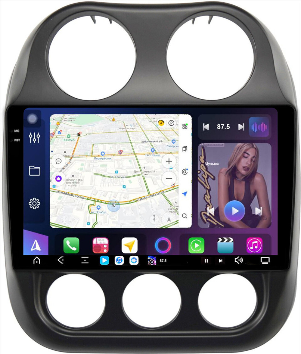 Магнитола для Jeep Compass 2011-2015 - FarCar GX1078M монитор 10.36" 2K QLED на Android 14, TS20, 6+128Гб, CarPlay, 4G SIM-слот