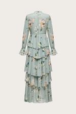 Платье-макси из зеленой вискозы с ЛЮРЕКСНОЙ НИТЬЮ