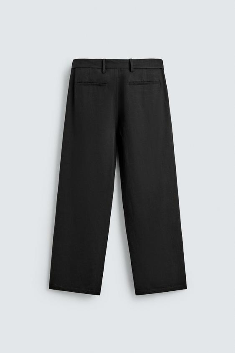 ZARA БРЮКИ RELAXED FIT ИЗ ВИСКОЗЫ И ЛЬНА С РЕМНЕМ, ЧЕРНЫЙ