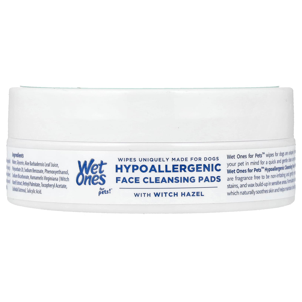 Wet Ones, For Pets!™, гипоаллергенные очищающие диски для лица с гамамелисом, для собак, без отдушки, 50 салфеток