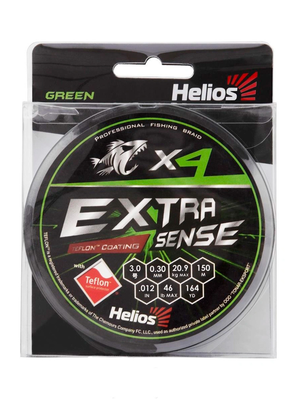 Шнур плетеный для рыбалки Helios Extrasense X4 PE Green 150m 1.0/15LB 0.17mm (HS-ES-X4-1/15LB)