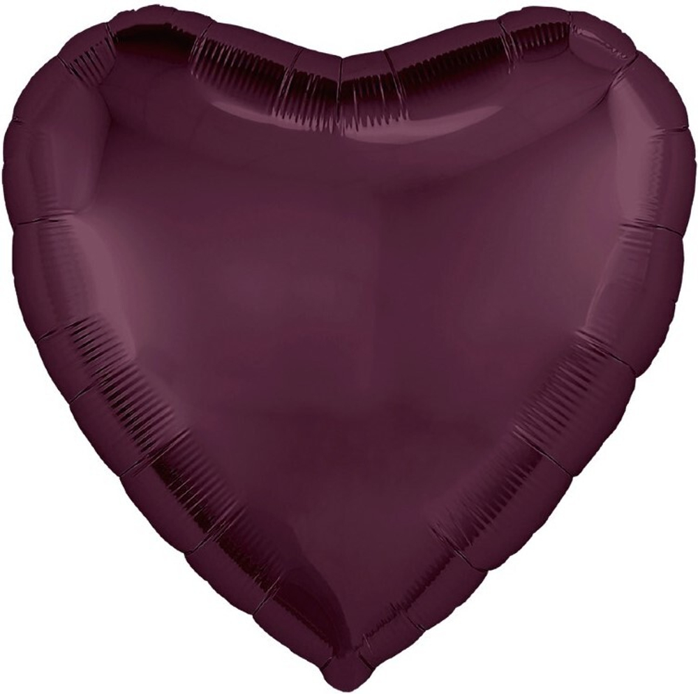 Фигурный шар из фольги с гелием в виде темно-бордового сердца цвета черешни