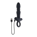 Черный анальный вибростимулятор с поступательными движениями Slayer - 20 см.