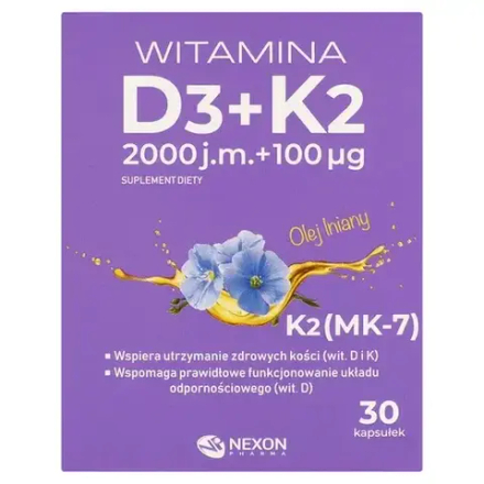 Витамин D3+K2 2000 МЕ + 100 мкг - 30 капсул