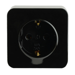 Розетка 1-местная с/з открытой установки, STEKKER, 250В, 16А, IP20, серия София, черный, MST16-11-02 49314