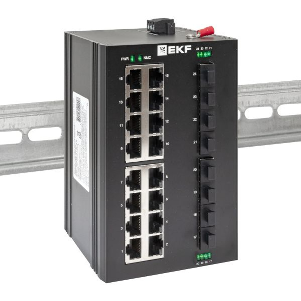 Промышленный неуправляемый коммутатор U-8GX/SFP-16GT, 8 портов 1000Base-X SFP, 16 портов 10/100/1000Base-T(X) RJ45, монтаж на динрейку TSX EKF