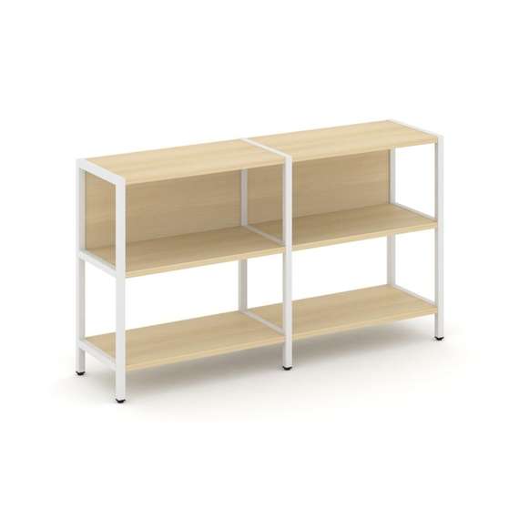 Shelf System Двухсекционный стеллаж двухярусный SN.STM-221 Акация Лорка/Металл Белый 1590*400*879