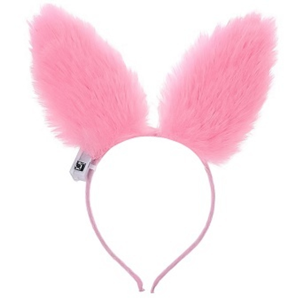 Светодиодный ободок Зайка Пушистые ушки Розовый