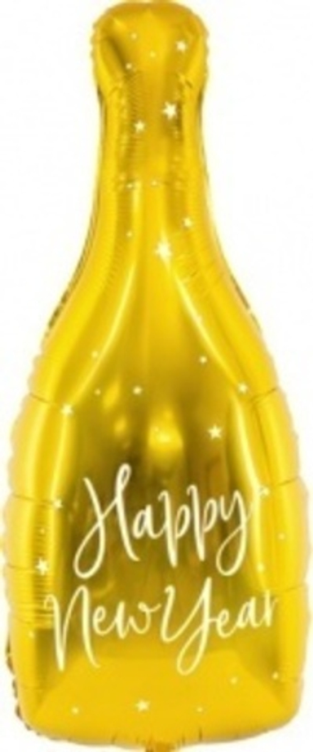 К Фигура, Бутылка Шампанское, Новогодние звезды, Золото, 41''/104 см, 1 шт.