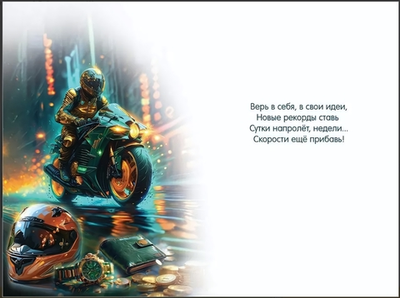 Открытка А5 "С Днём рождения! На пути к цели не тормози" с текстом 50000566