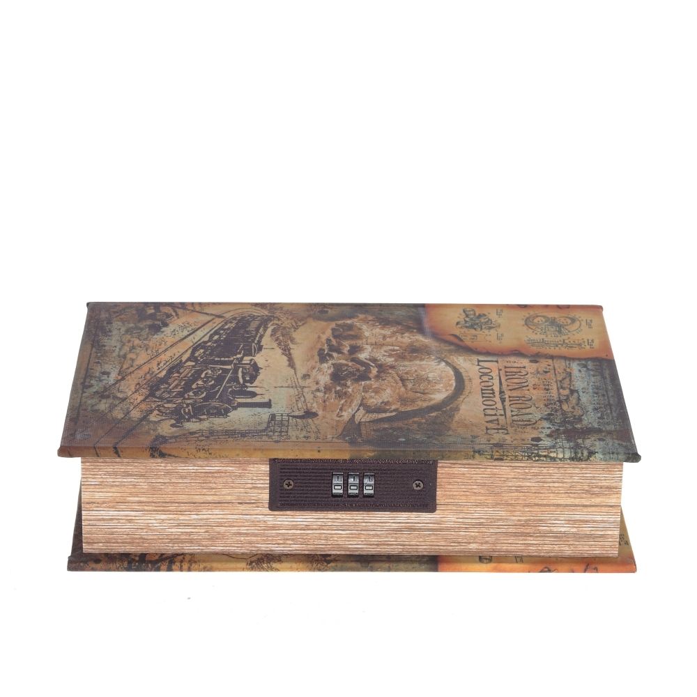 GAEM Шкатулка-книга с кодовым замком, L18 W7 H27 см