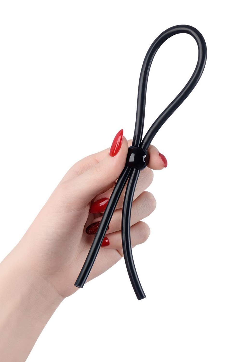 Черное лассо на пенис с одной бусиной (Цвет: черный)