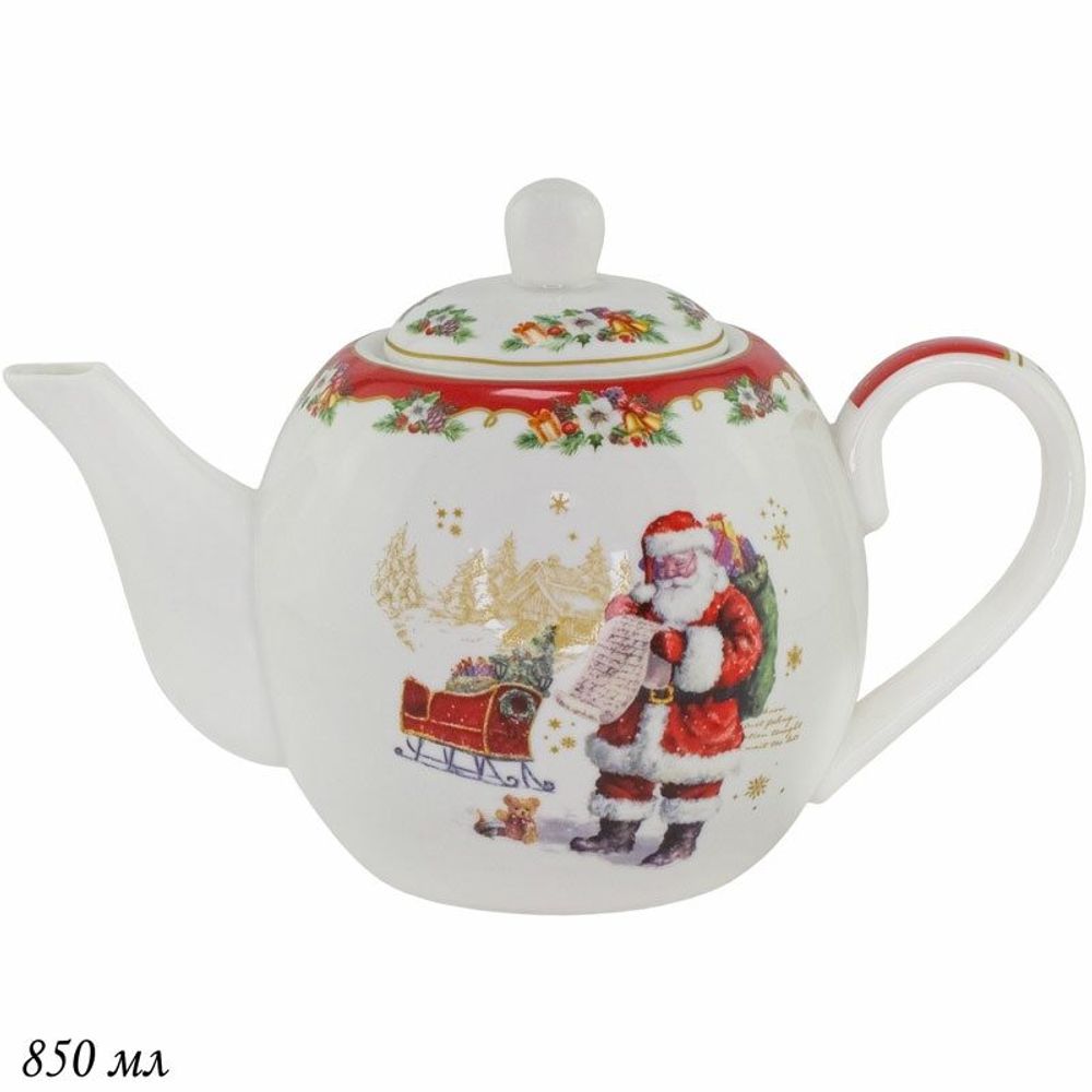 Lenardi 205-319 Чайник 850 мл НОВЫЙ ГОД в под.уп.(х24)Фарфор