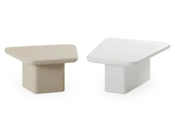 Набор журнальных столиков Beto, белый и бежевый микроцемент