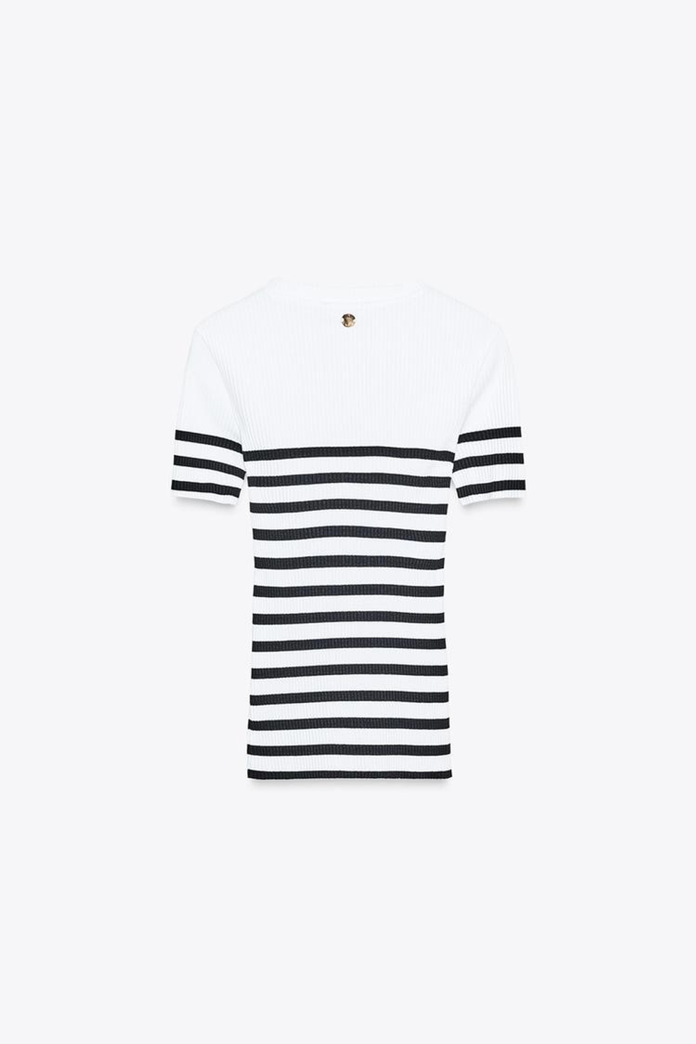 ZARA ПОЛОСАТАЯ ФУТБОЛКА С БРОШЬЮ, ПОЛОСКИ
