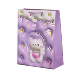 Пакет подарочный бумажный Alingar, (L+) 26х32х10 см, вертикальный, "Милые мишки", матов. ламинация, тиснение голография, эффект 3D, ассорти