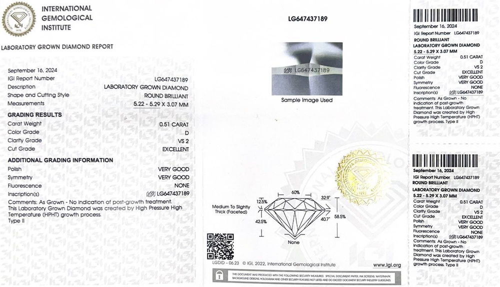 Колье с лабораторно-выращенным бриллиантом