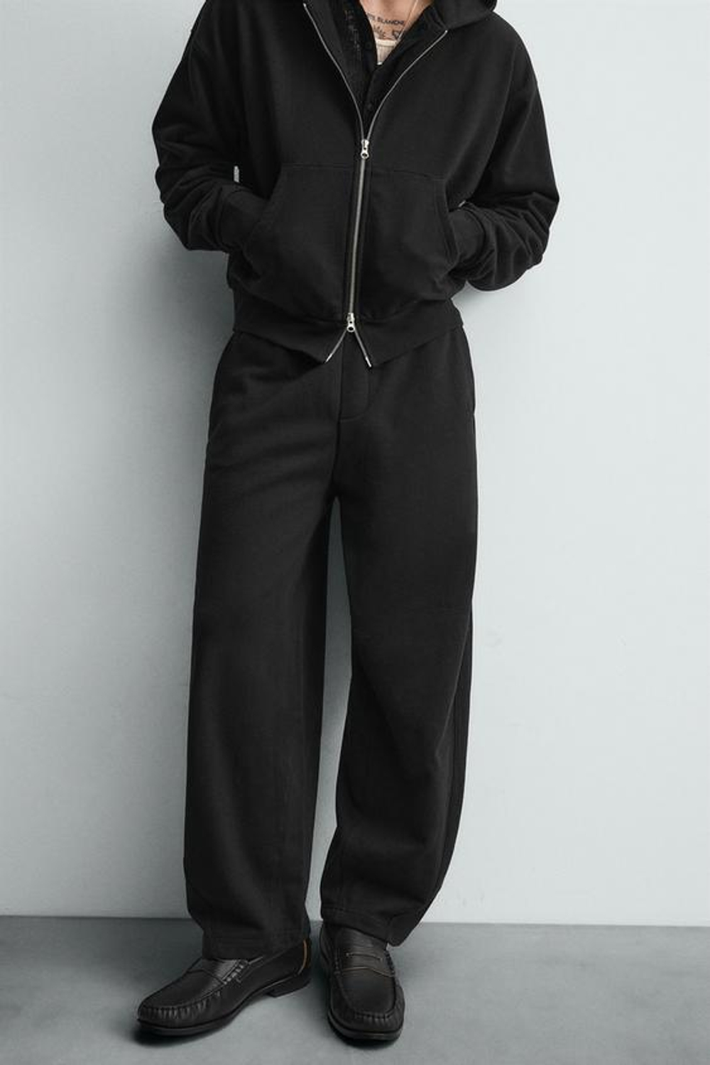 ZARA БРЮКИ-ДЖОГГЕРЫ BALLOON FIT, ЧЕРНЫЙ