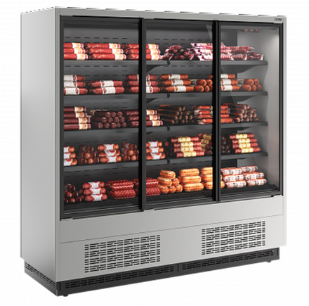 Витрина холодильная Carboma Cube 2 FC20-07 VV 1,9-1 0030 STANDARD фронт X1 бок металл с зеркалом (версия 2.0) (9006-9005)