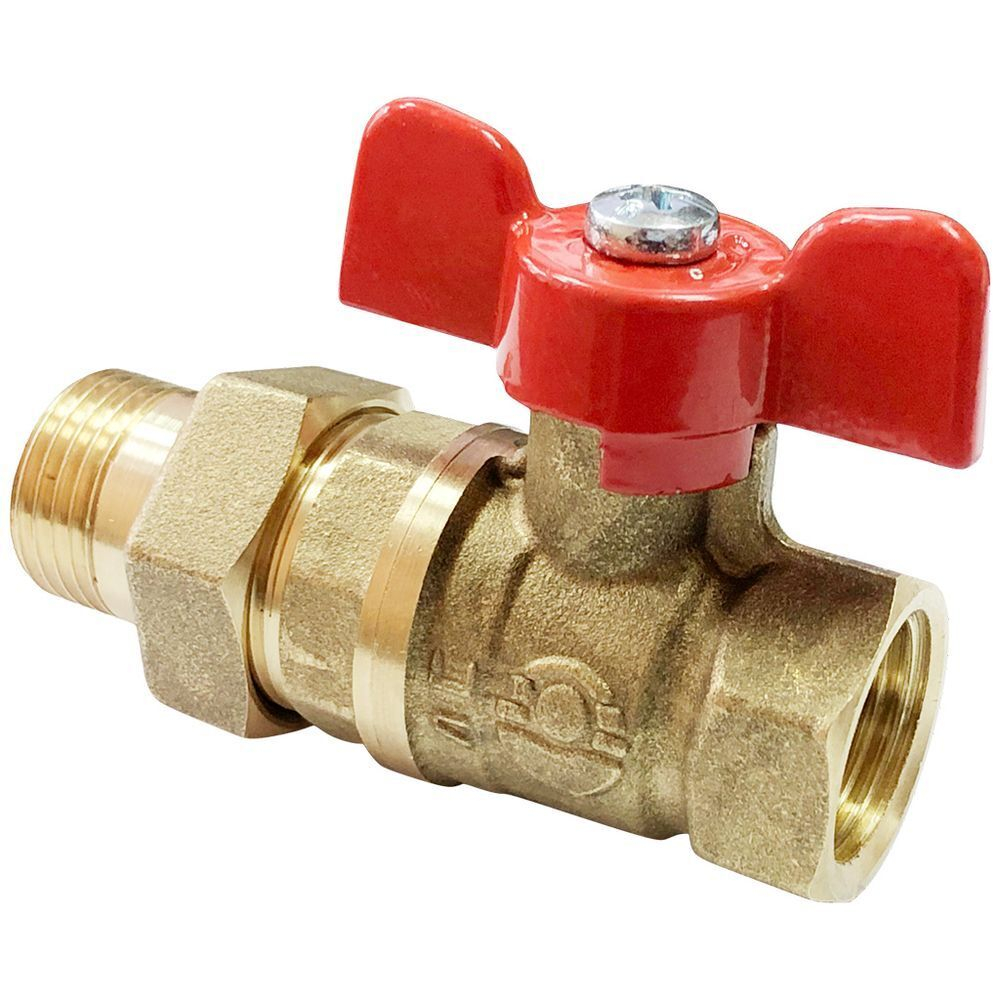 Кран для воды, 3/4" (20 мм), ручка-бабочка, с американкой, Valfex, 11Б27фт1М, VF.227.LB1.034