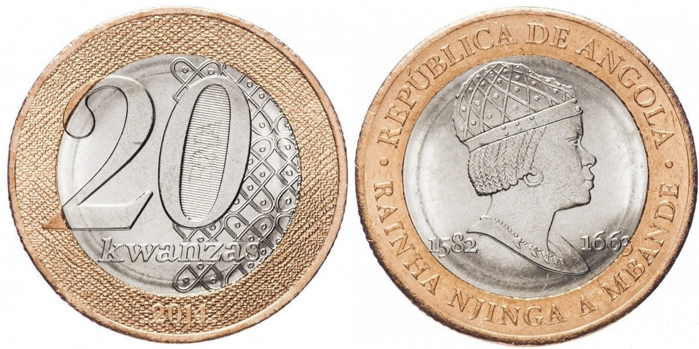 Ангола 20 кванз, 2014 Королева Жинги Мбанди UNC