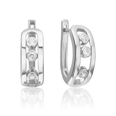 Серьги с английским замком из белого золота с бриллиантами 02-5539-00-101-1120