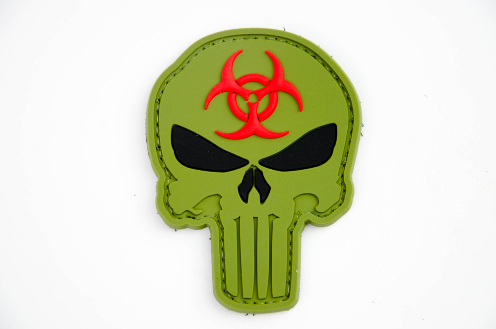 Шеврон Punisher Biohazard 3D PVC. Олива