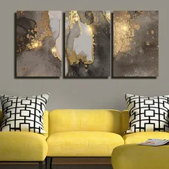 Модульная картина "Серый и золотой мрамор"