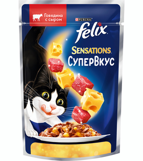 Феликс Сенсейшн СуперВкус Говядина/Сыр 75гр.