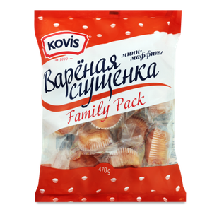 МИНИ-КЕКС KOVIS МАФФИНЫ С КРЕМОМ ВАРЕНАЯ СГУЩЕНКА 470ГР