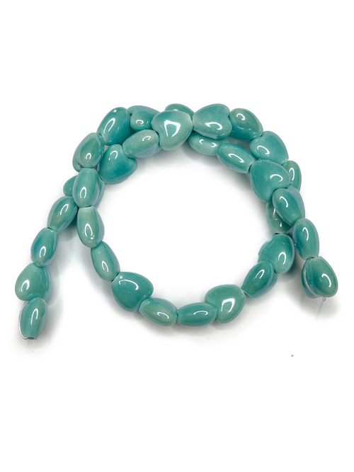 Керамические бусины Сердце, 10/13/15 мм, на нитке 32 см