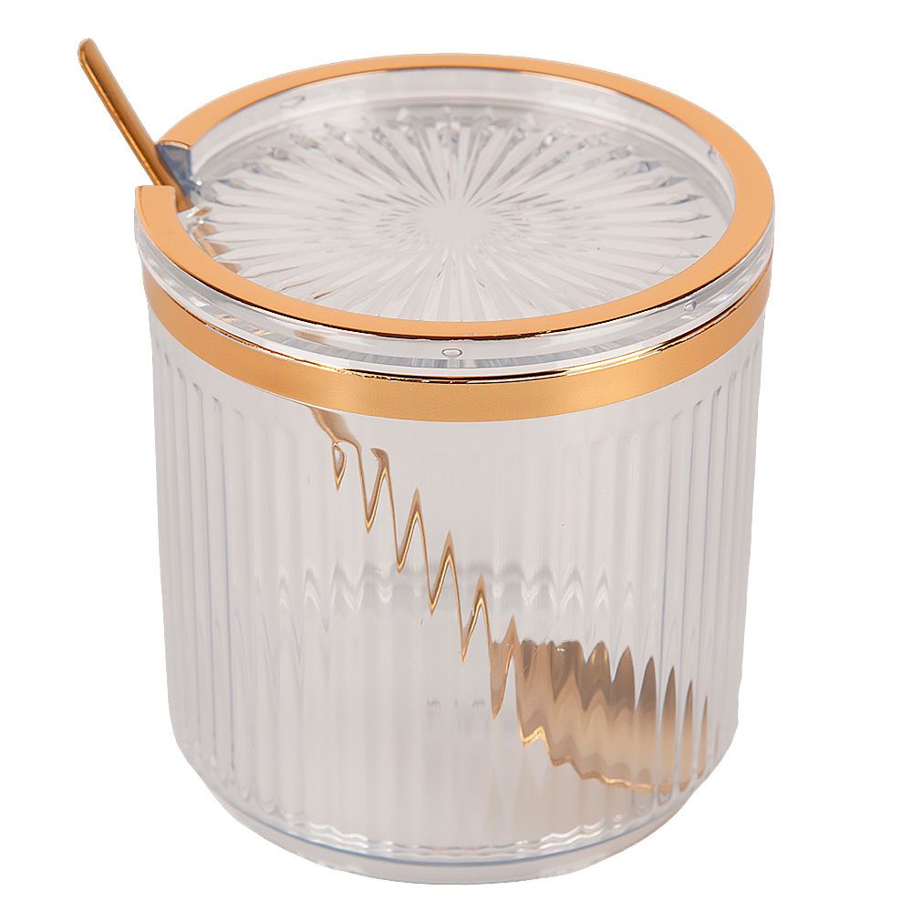 Банка для сыпучих продуктов с ложкой (белая) h=8,8см,v=400мл (акрил,нержавеющая сталь) (индивидуаль