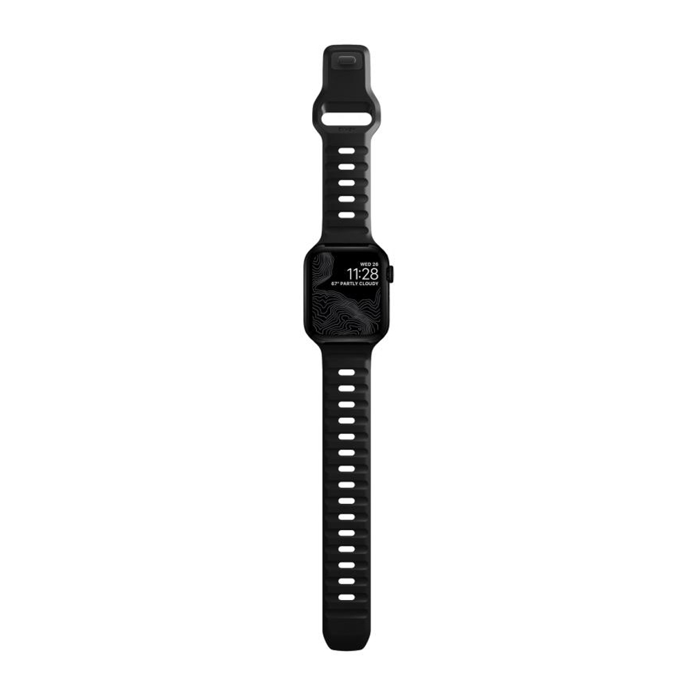 Спортивный ремешок Nomad Sport Band для Apple Watch 38, 40, 41 и 42 мм Водостойкий ремешок из фторэластомера с алюминиевой застёжкой pin-and-tuck. На запястье обхватом 135–175 мм