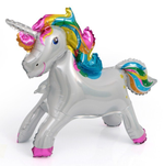 Шар 3D (23"/58 см) Фигура, Единорог Радужный, Белый