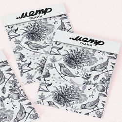 Ткань таффета эскизные птицы с веткой граната