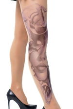 Колготки с принтом в виде призрачного женского лица (Размер: S-M-L) (Цвет: бежевый)