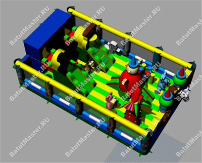Коммерческий надувной батут "Зверята с крышей 2" 13*8*6 м