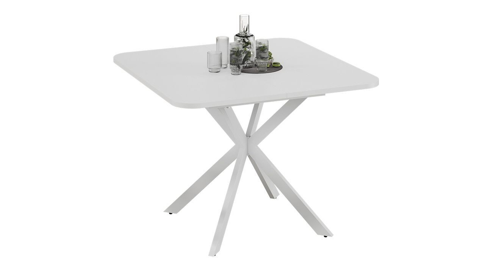 Стол кухонный обеденный раздвижной Черный муар Белый Лиссабон 100(131)х100х75 см