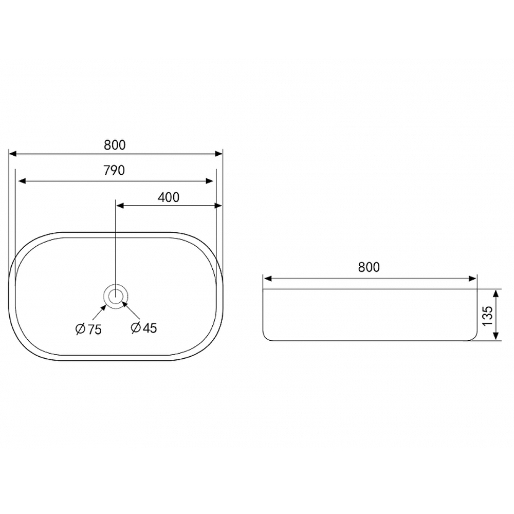 Раковина-чаша Abber Bequem 80 AC2110 Белая