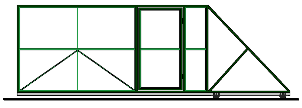 Каркас откатных ворот СТАНДАРТ проем до 5м. с встроенной калиткой.