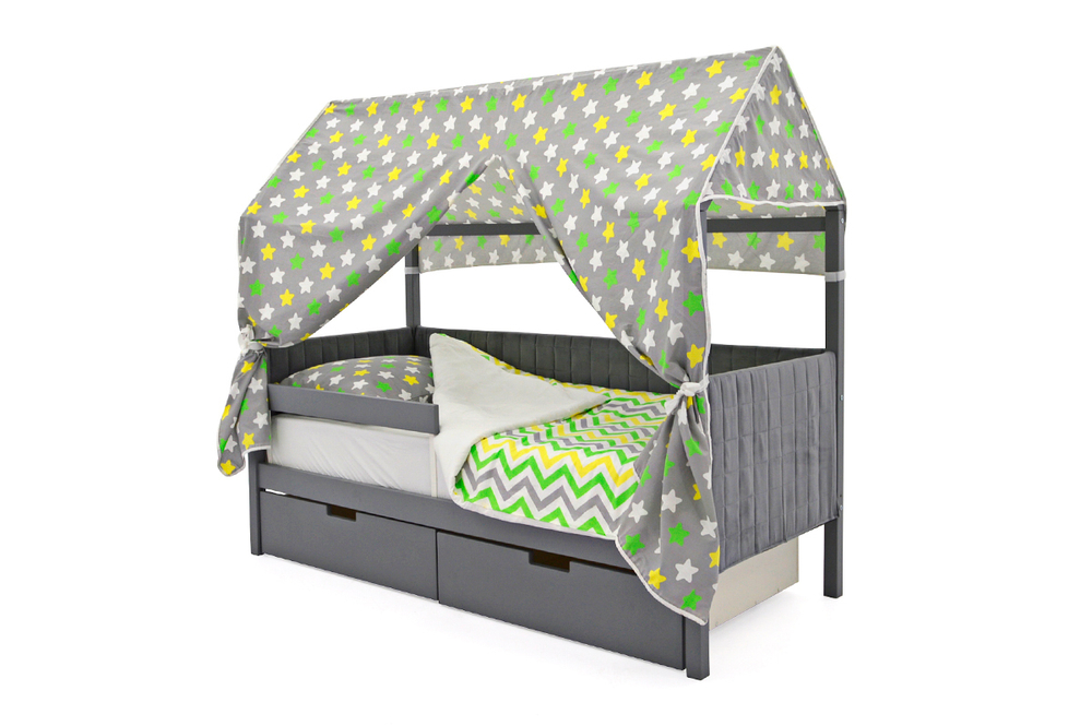 Детская кровать-домик мягкий Бельмарко Svogen графит