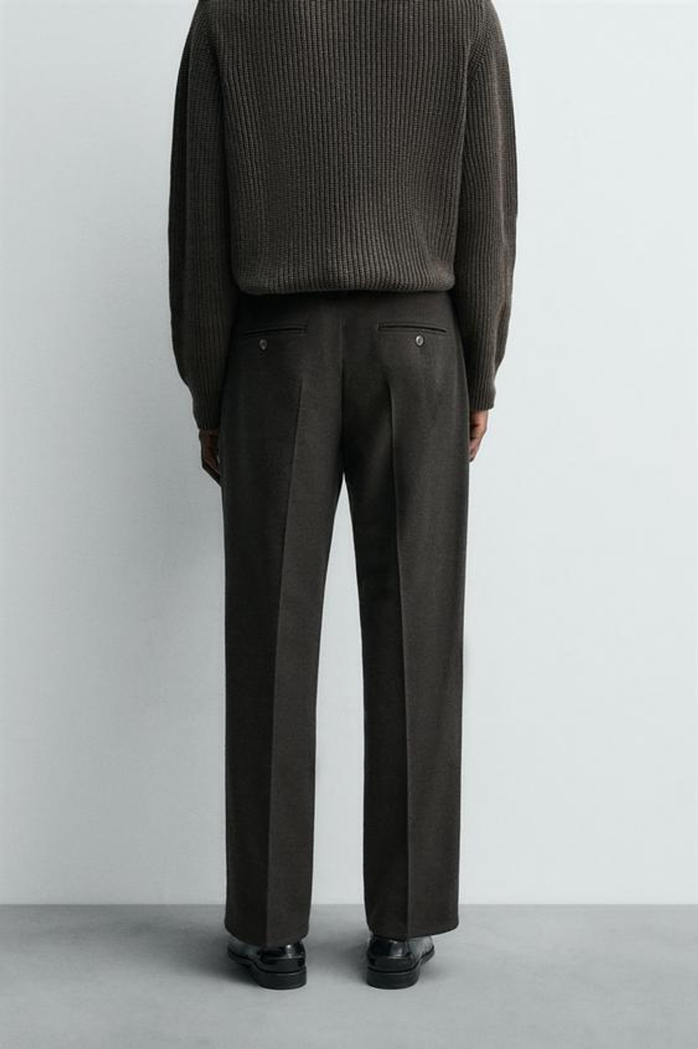 ZARA БРЮКИ REGULAR FIT ИЗ ФЛАНЕЛИ, КОРИЧНЕВЫЙ