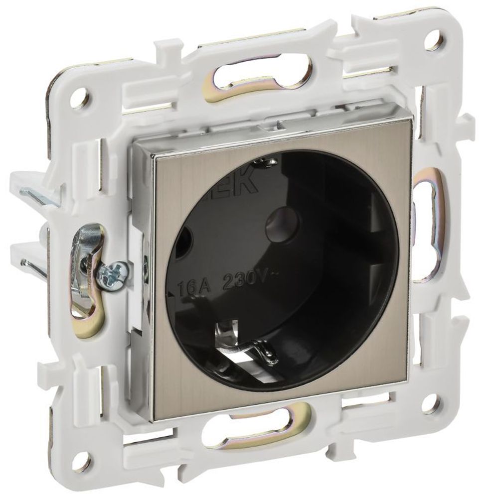 Розетка SKANDY 16А с заземл. без защ. шторок SK-R05N никель IEK SK-R11-16-K50 Розетка SKANDY 16А с заземл. без защ. шторок SK-R05N никель IEK SK-R11-16-K50